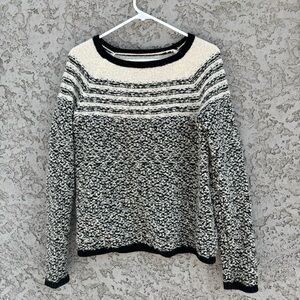 LOU & GREY Black and Cream Striped Sweater